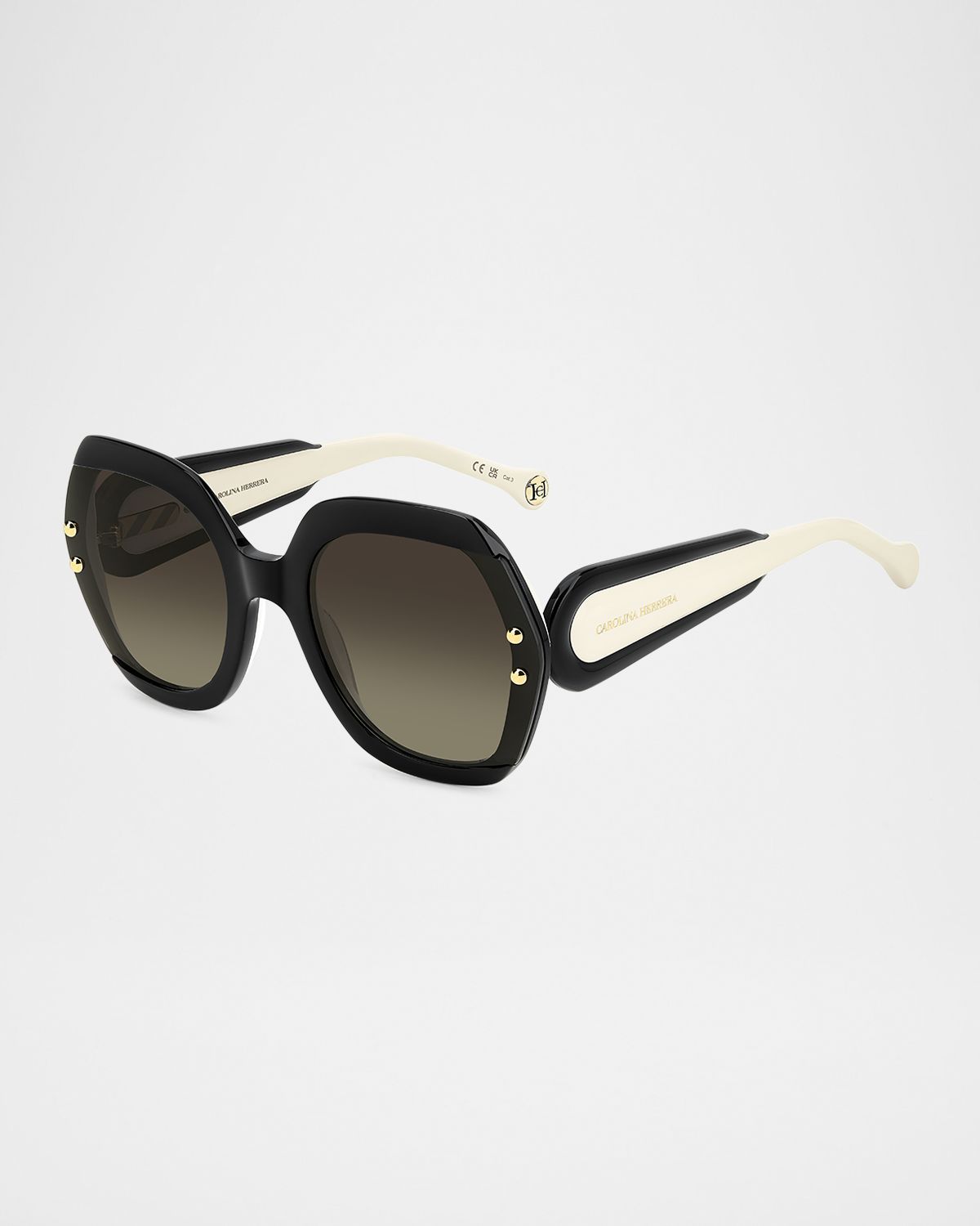 Carolina Herrera Logo-Print Round Acetate Sunglasses