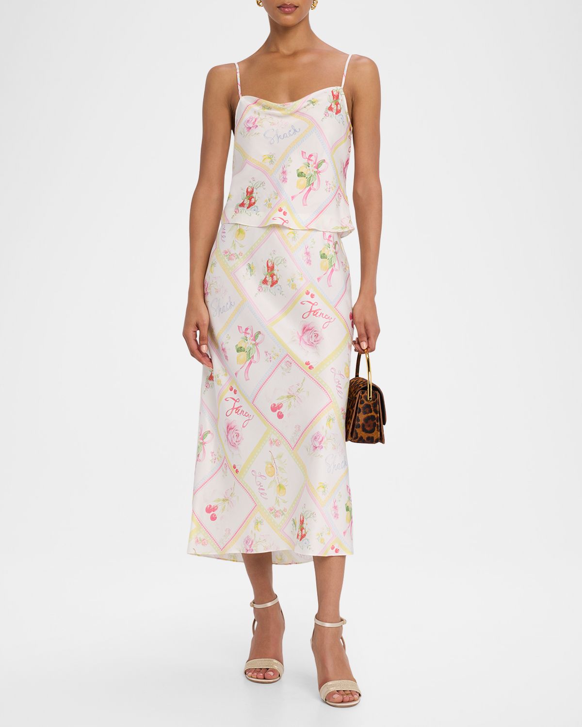 LoveShackFancy Cabi Silky Fruit Print Top