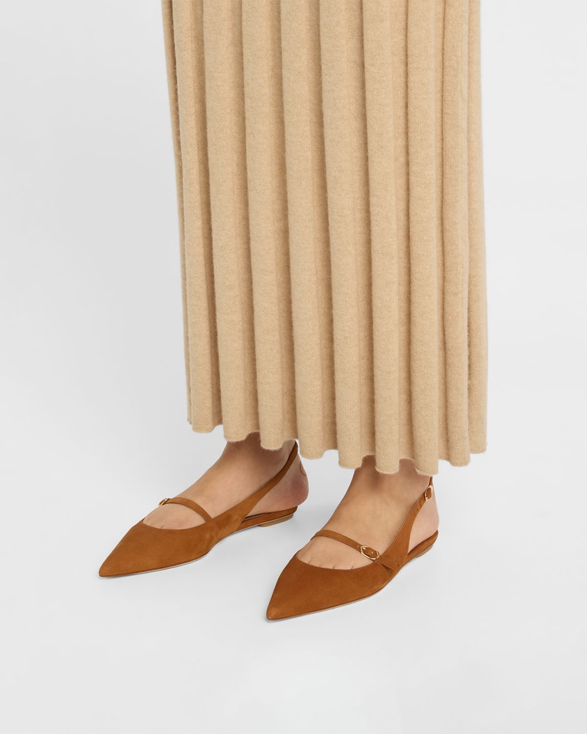 Stuart Weitzman Emilia Suede Mary Jane Slingback Ballerina Flats