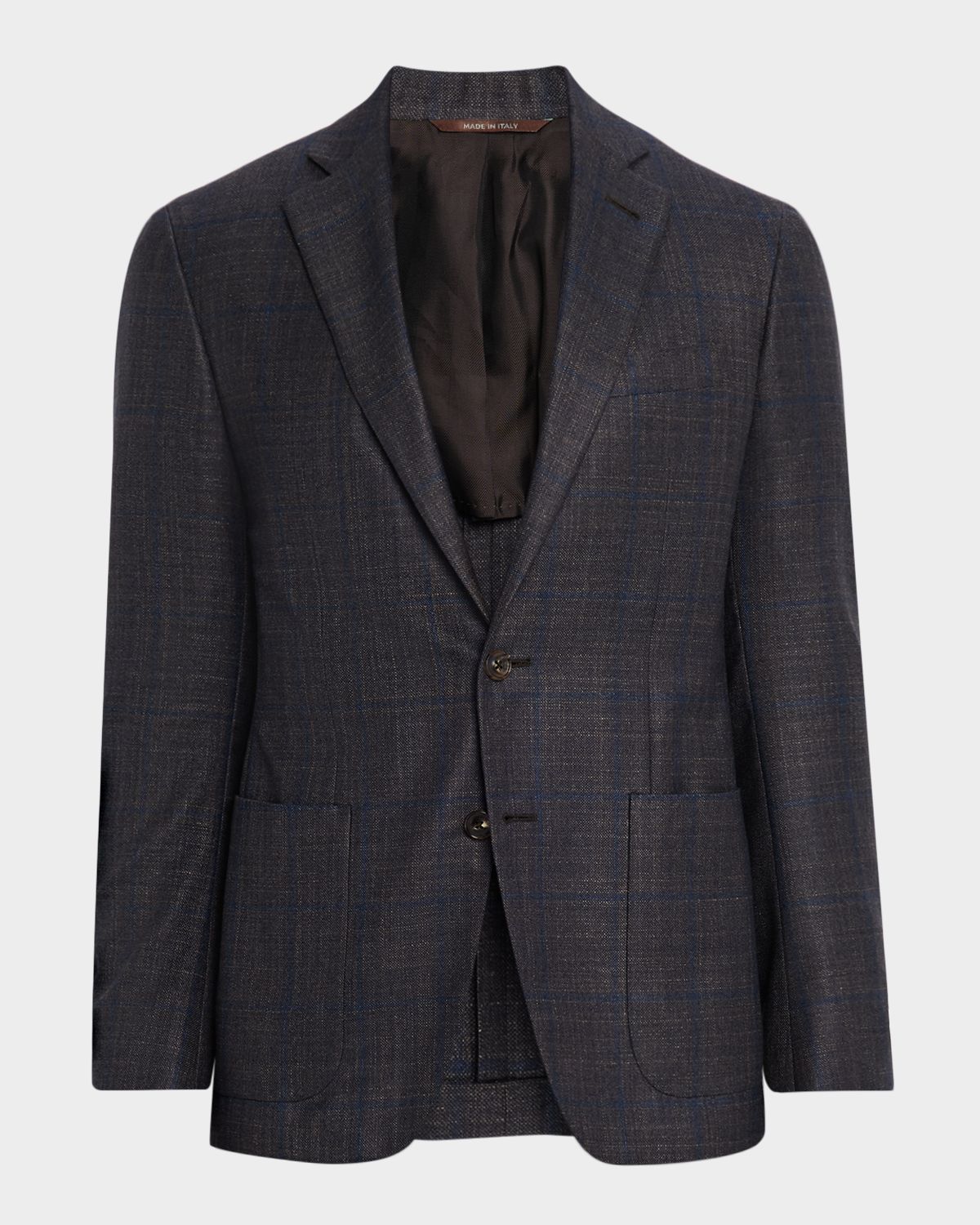 Canali Men 's Silk and Cashmere Windowpane Sport Coat