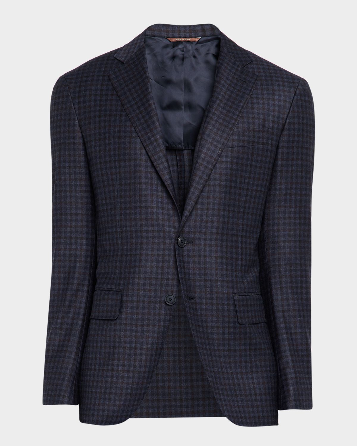 Canali Men 's Gingham Wool Stretch Sport Coat