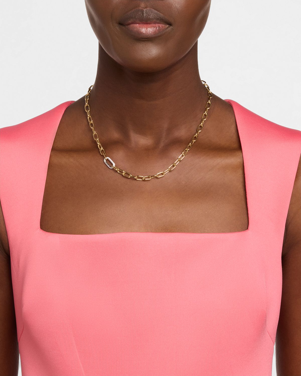 Roberto Coin 18K Gold Paperclip Necklace with Diamonds