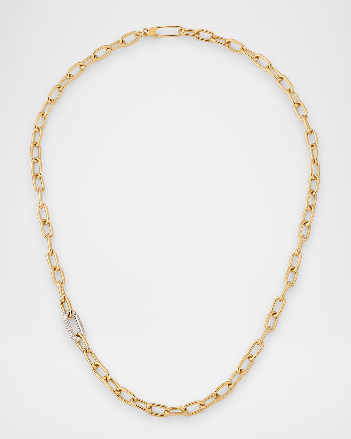 Roberto Coin 18K Gold Paperclip Necklace with Diamonds