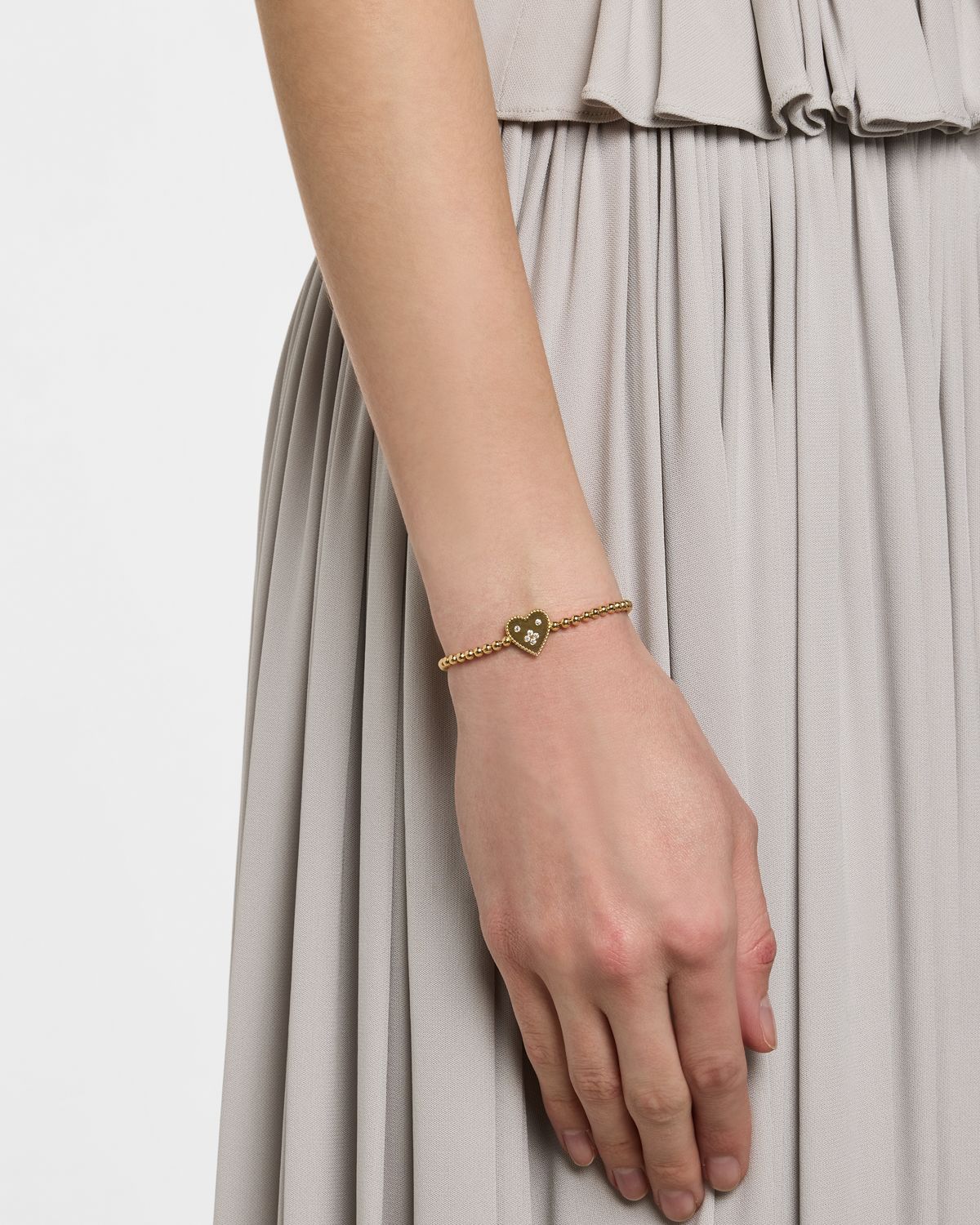 Roberto Coin 18K Yellow Gold Petit Venetian Princess Diamond Heart and Beaded Bracelet