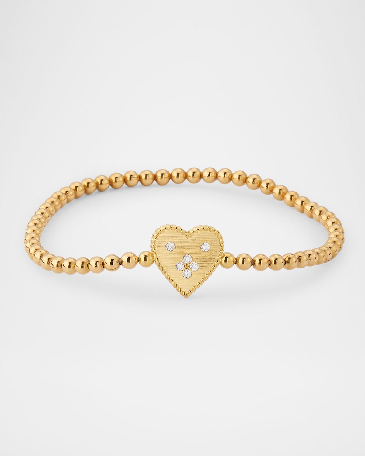 Roberto Coin 18K Yellow Gold Petit Venetian Princess Diamond Heart and Beaded Bracelet