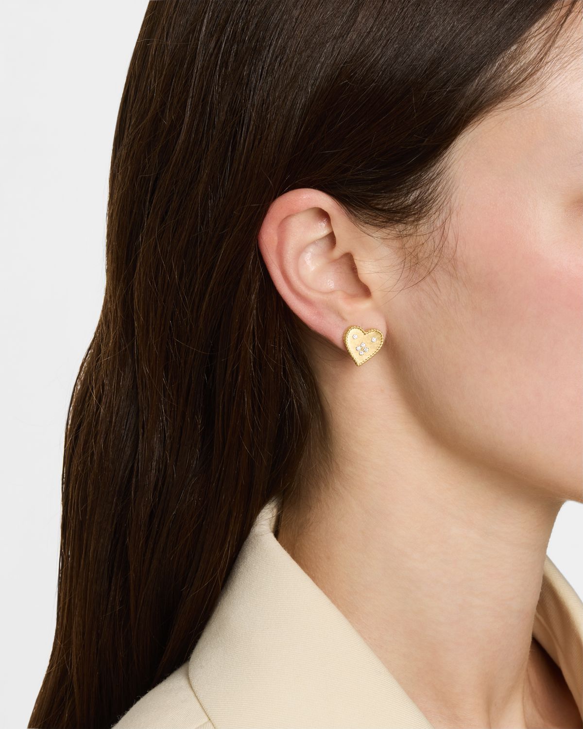 Roberto Coin 18K Yellow Gold Petit Venetian Princess Heart Diamond Earrings