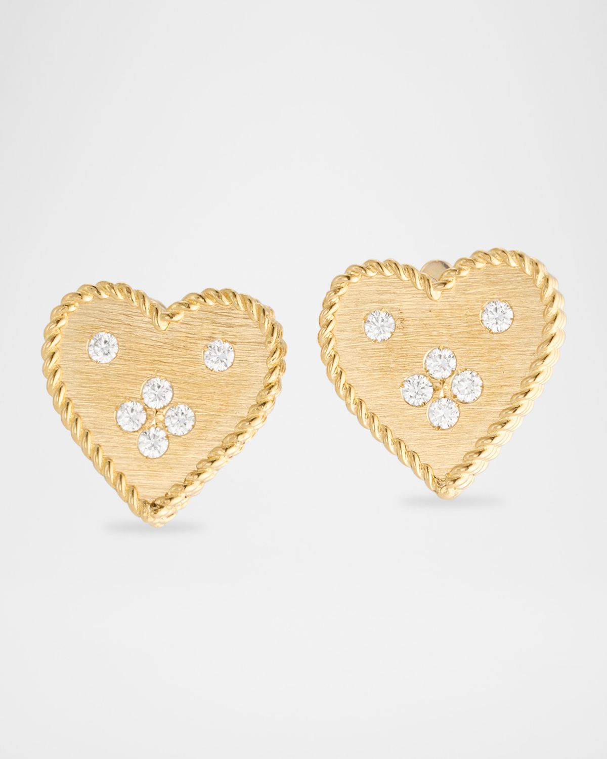 Roberto Coin 18K Yellow Gold Petit Venetian Princess Heart Diamond Earrings