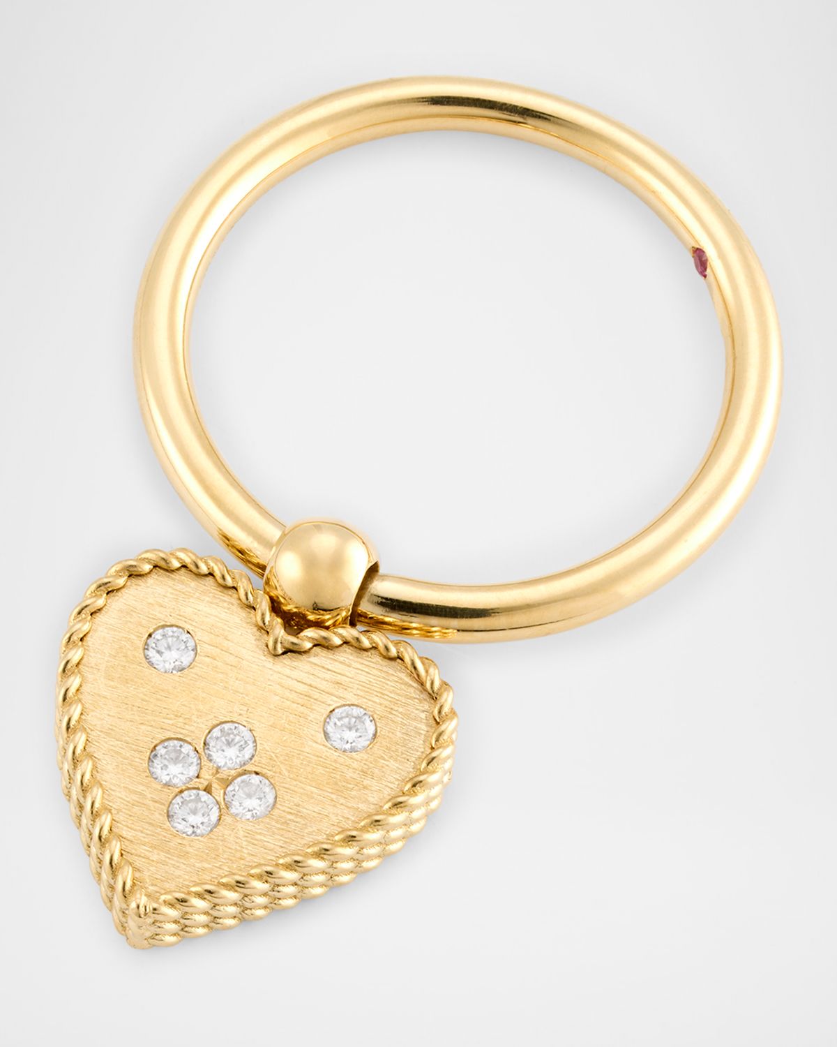 Roberto Coin 18K Yellow Gold Petit Venetian Princess Heart Diamond Charm Ring, Size 6.5
