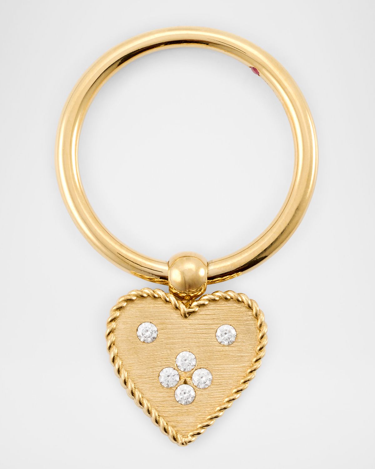 Roberto Coin 18K Yellow Gold Petit Venetian Princess Heart Diamond Charm Ring, Size 6.5