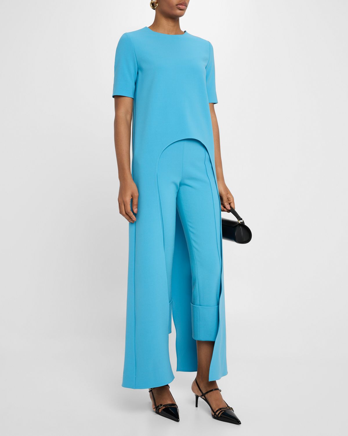 Amir Taghi Toni Pintuck Straight-Leg Cuffed Crop Pants