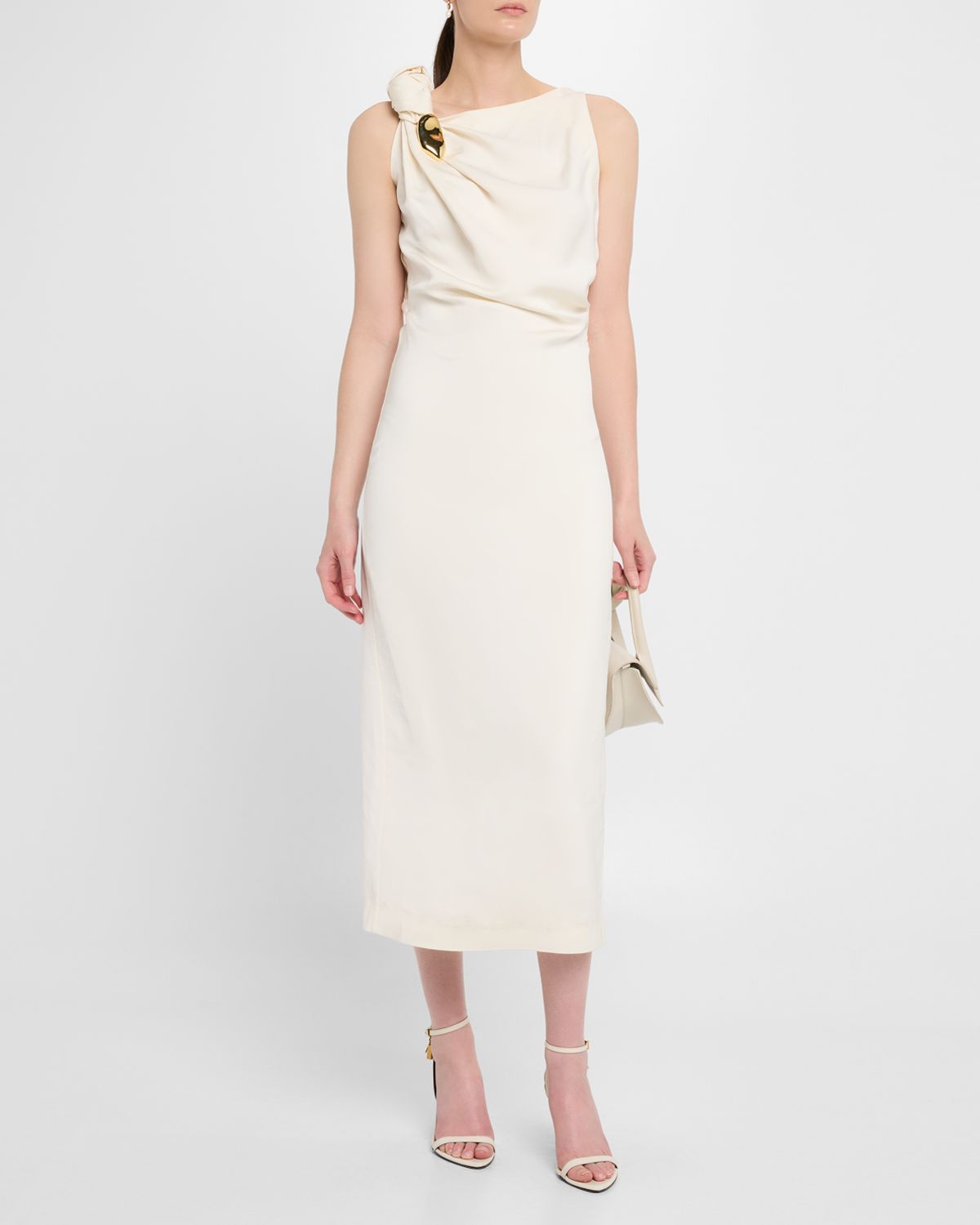 Amir Taghi x Escha Soni Brooch Knotted Sleeveless Midi Dress