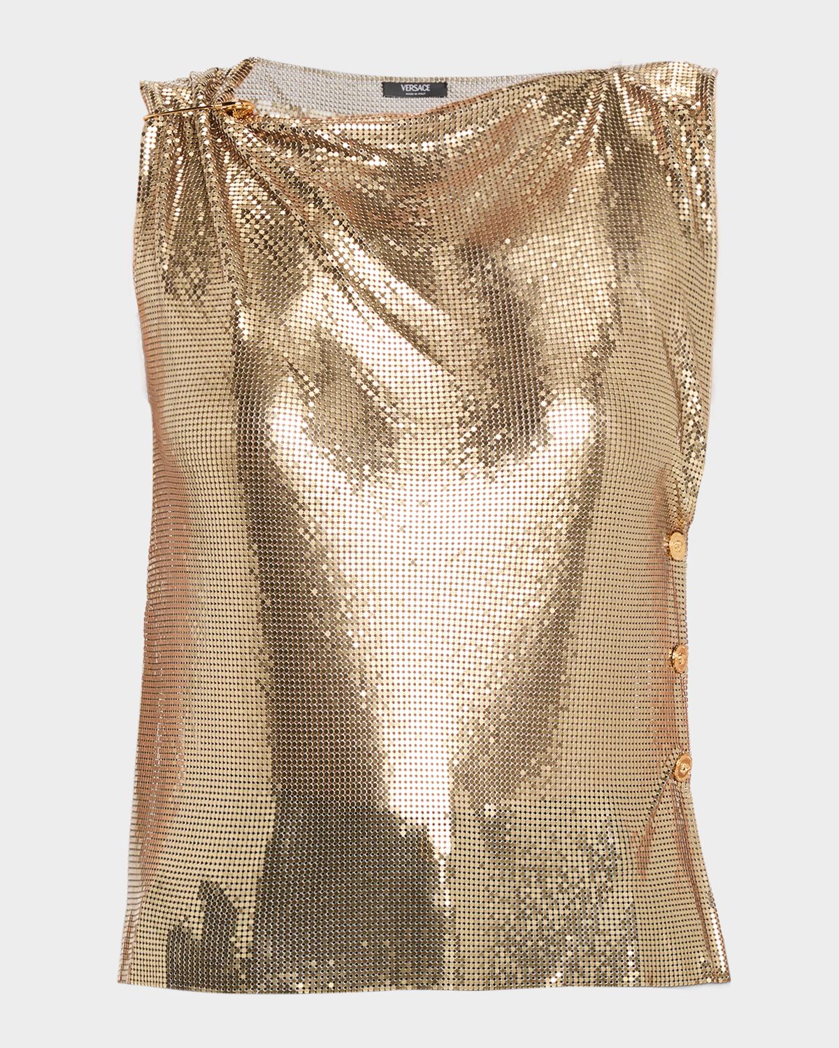 Versace Safety Pin Metal Mesh Top