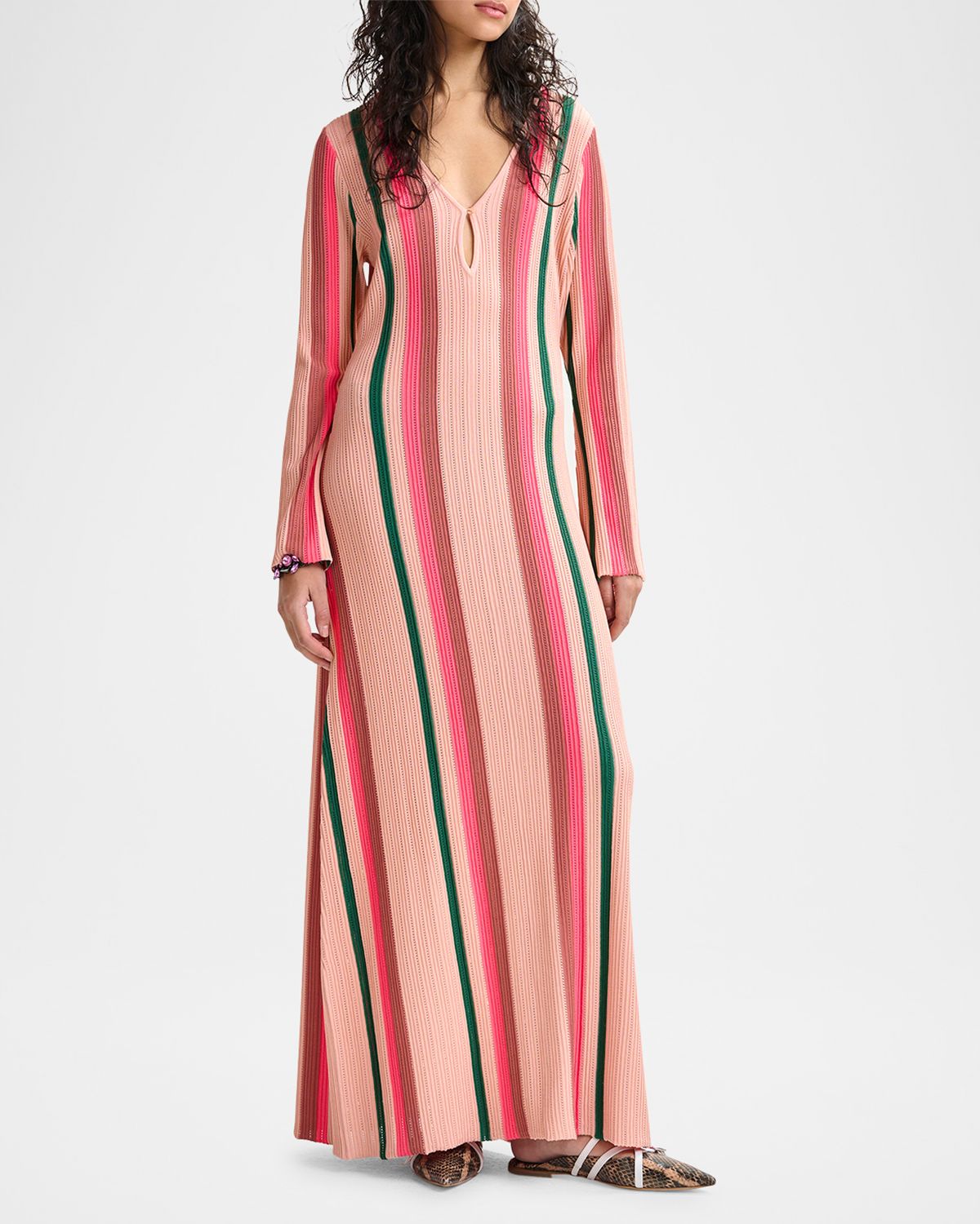 Essentiel Antwerp Hiscape Striped Knit Maxi Dress