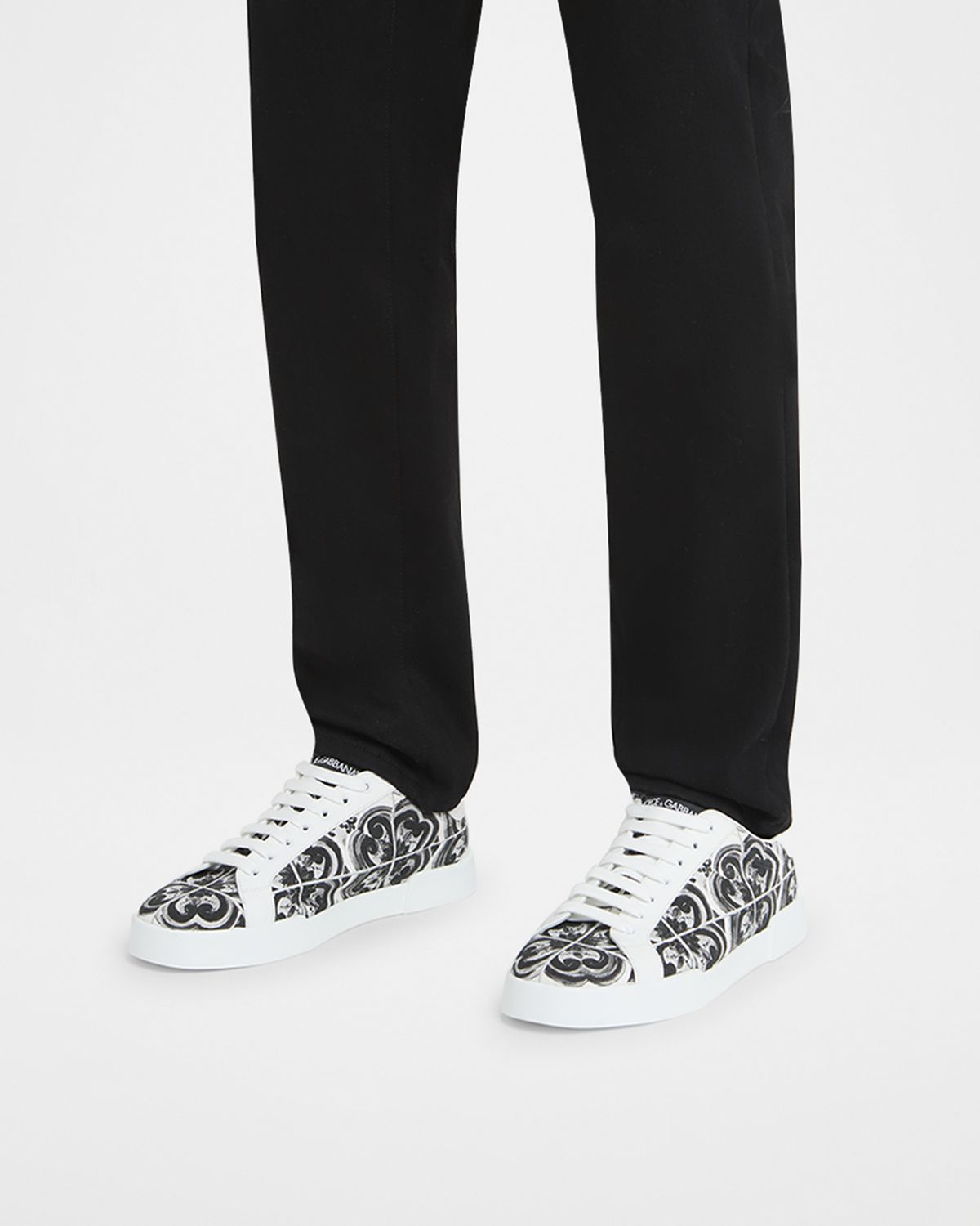 Dolce & Gabbana Men 's Portofino Low-Top Printed Canvas Sneakers