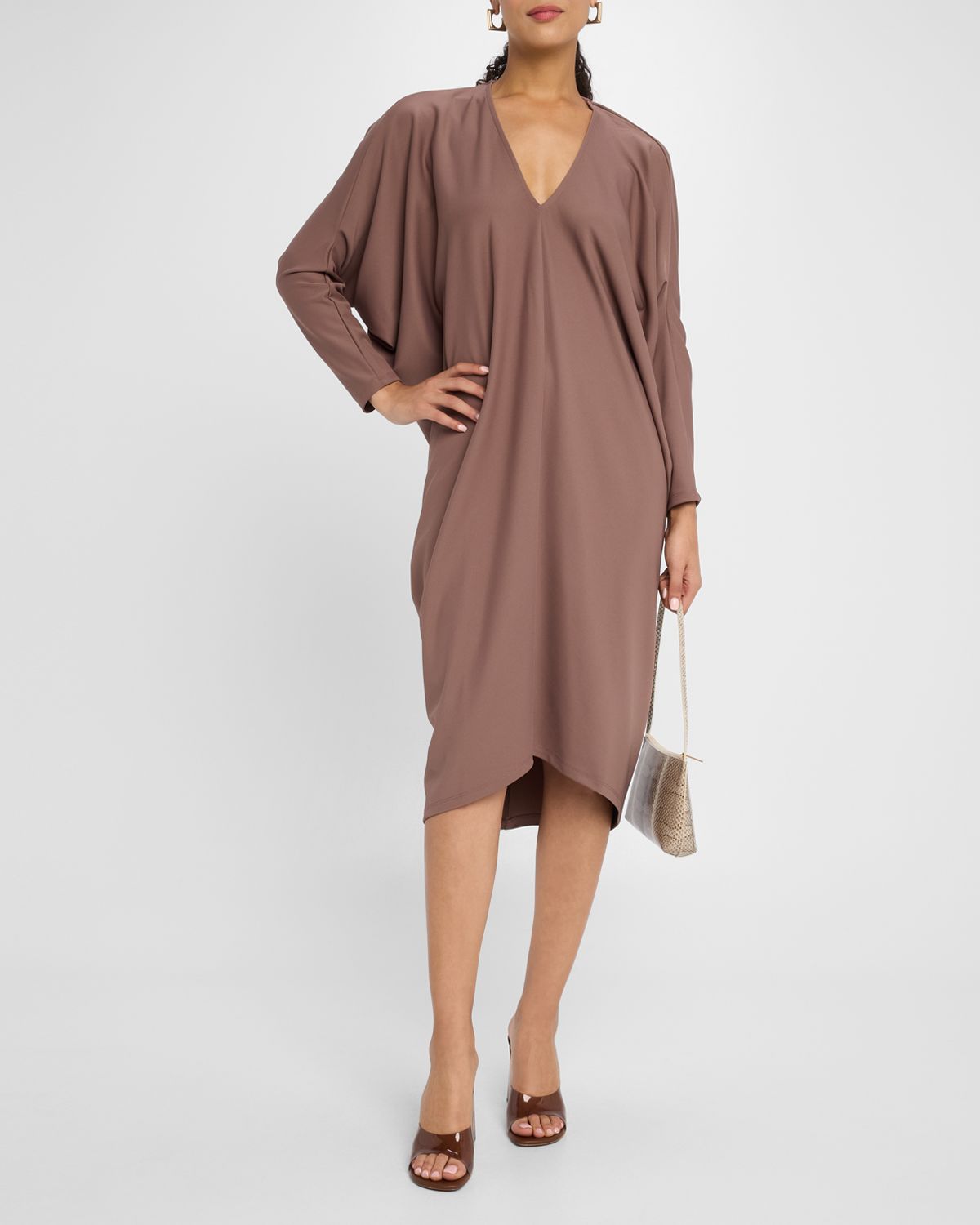 Reiss Gracie Draped Batwing-Sleeve Dress