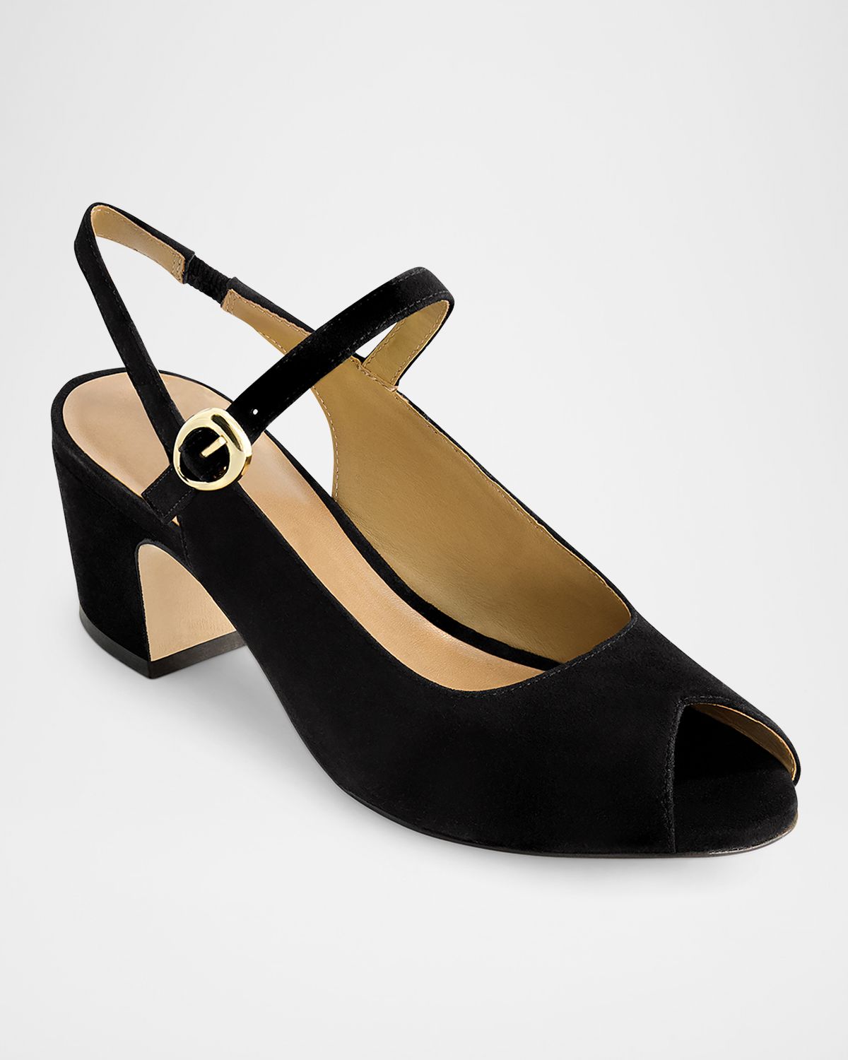 Bernardo Suede Mary Jane Peep Slingback Pumps