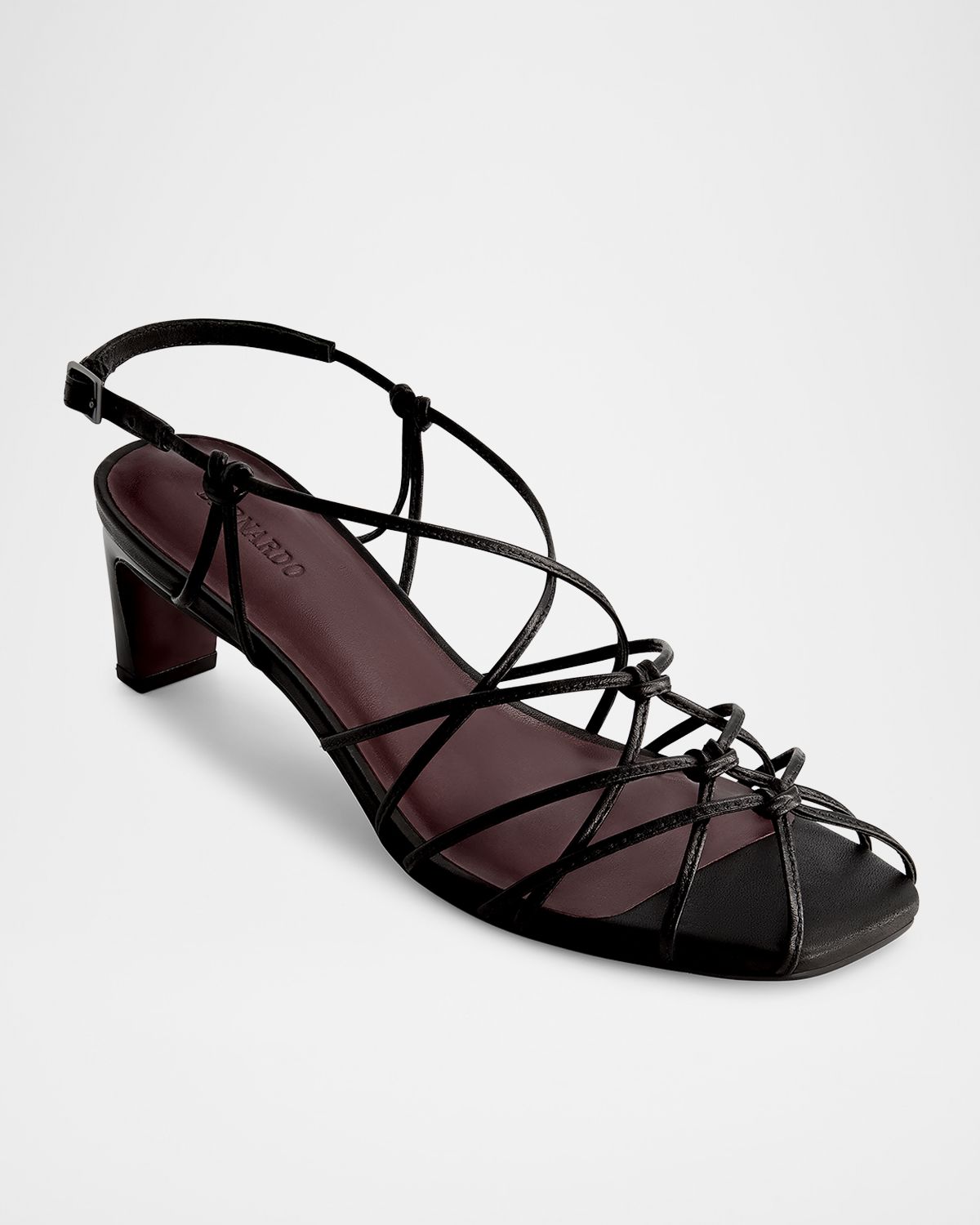 Bernardo Strappy Leather Kitten Slingback Sandals
