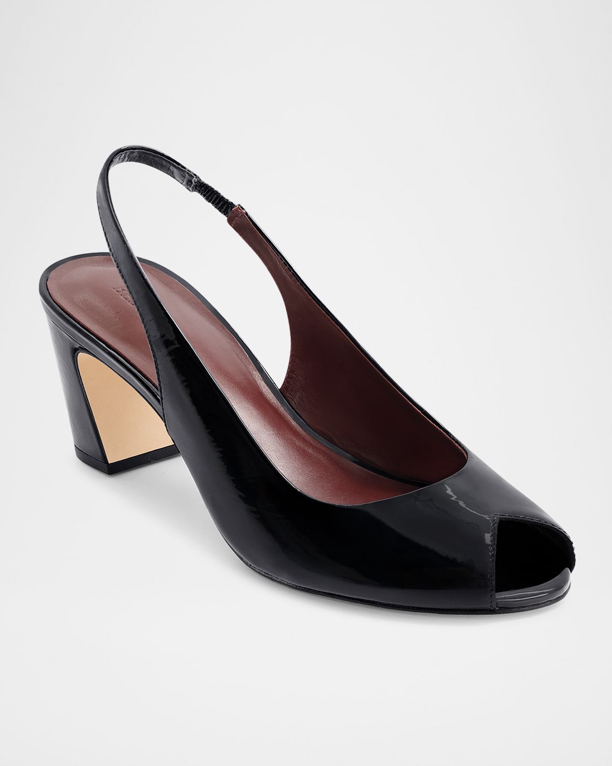 Bernardo Patent Peep-Toe Slingback Pumps