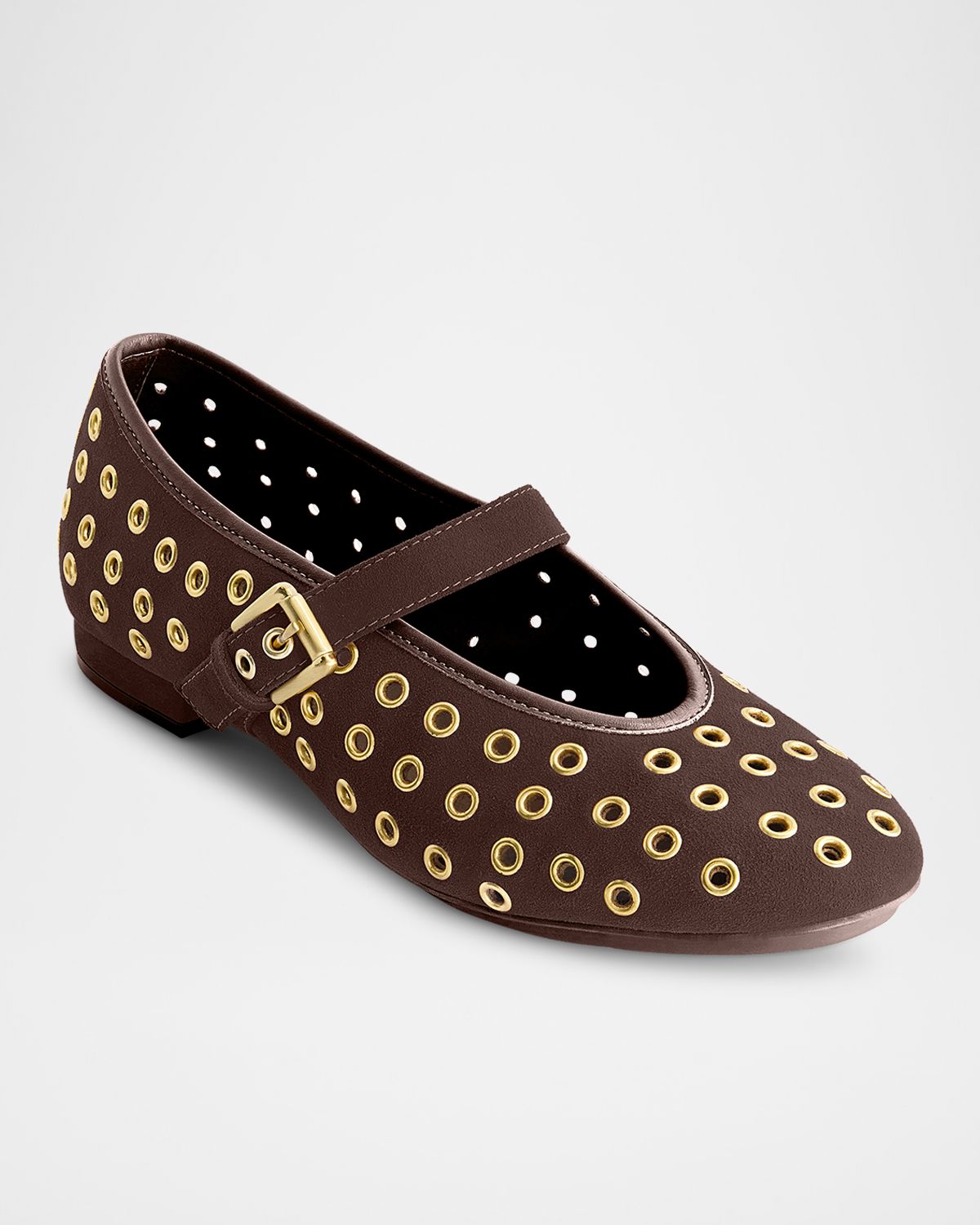 Bernardo Suede Grommet Mary Jane Ballerina Flats