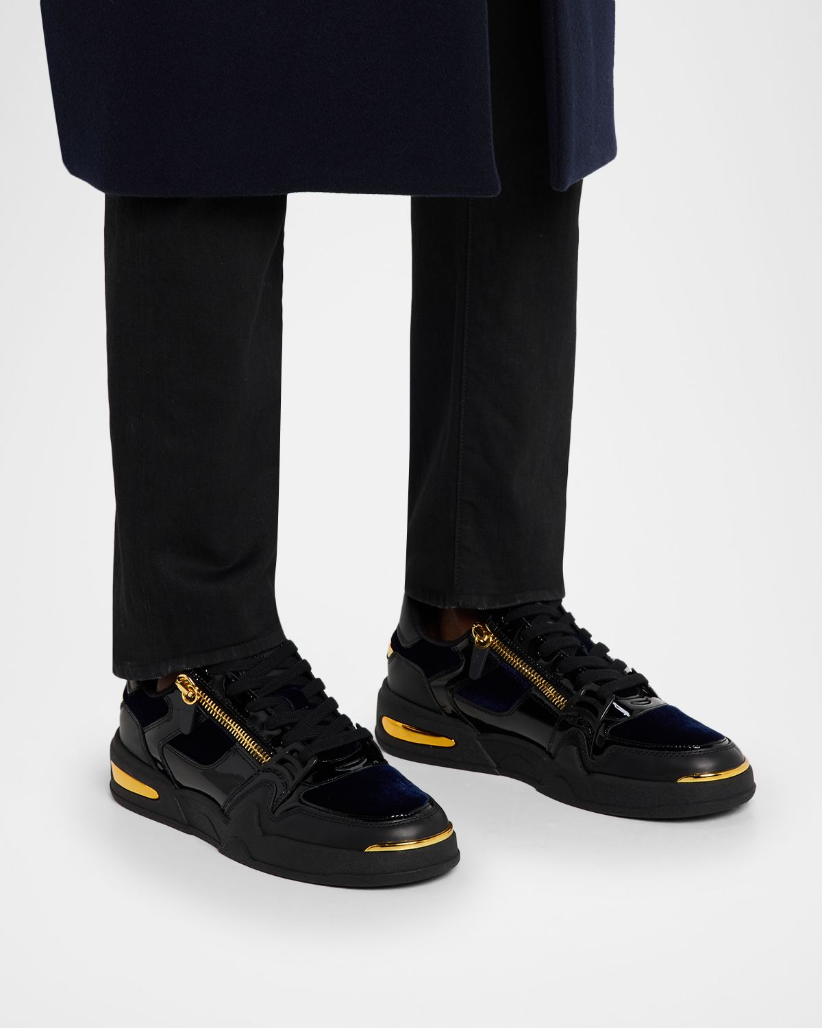 Giuseppe Zanotti Men 's Ghost Velvet and Leather Fashion Sneakers