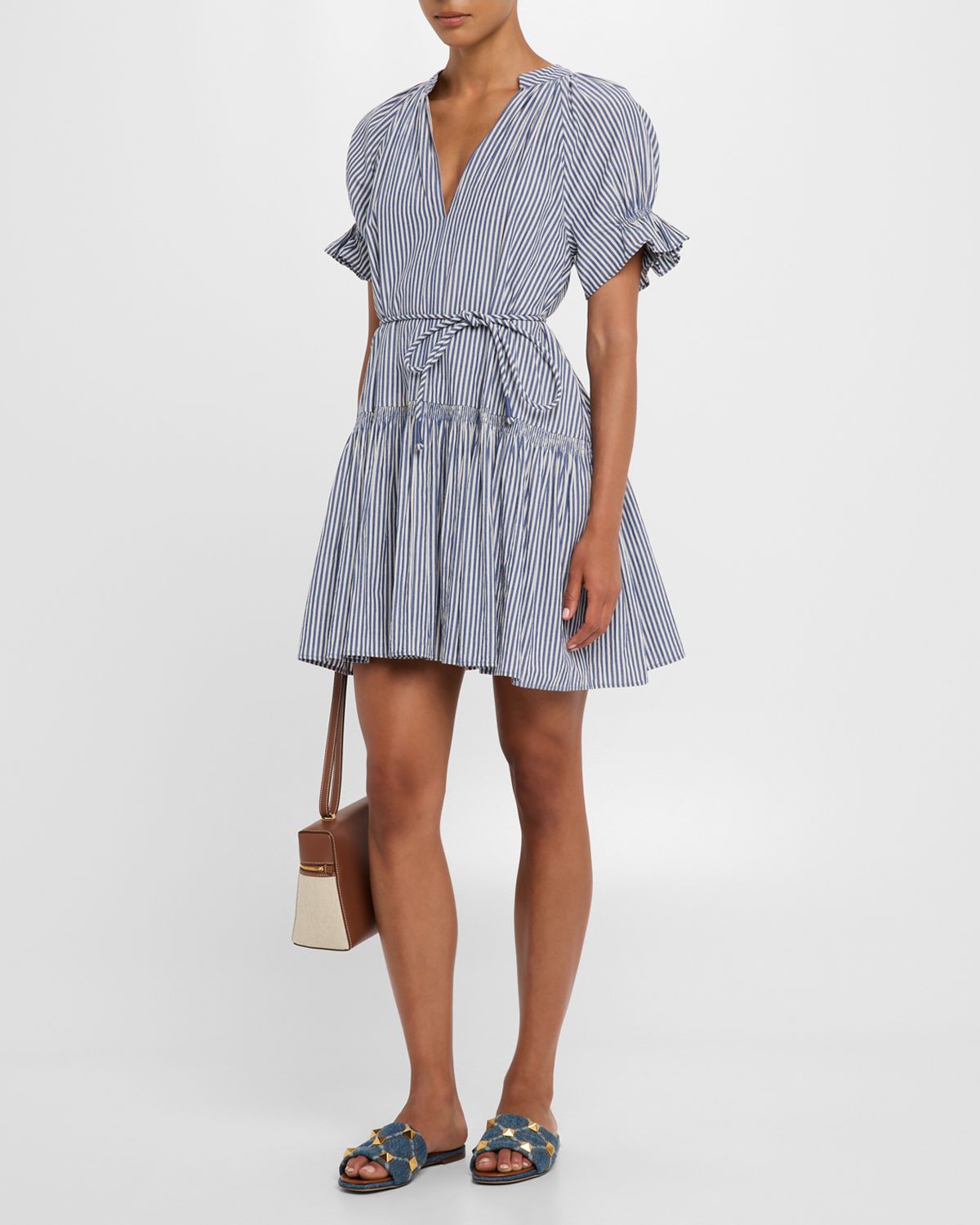 Apiece Apart Marza Striped Organic Cotton Mini Dress