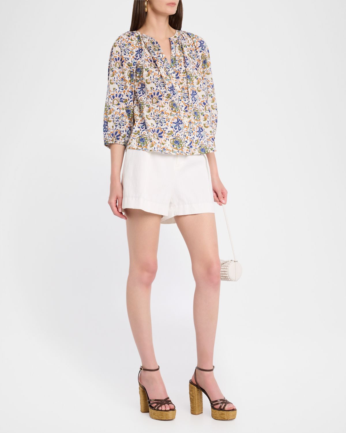 Apiece Apart Mitte Floral-Print Organic Cotton Voile Top