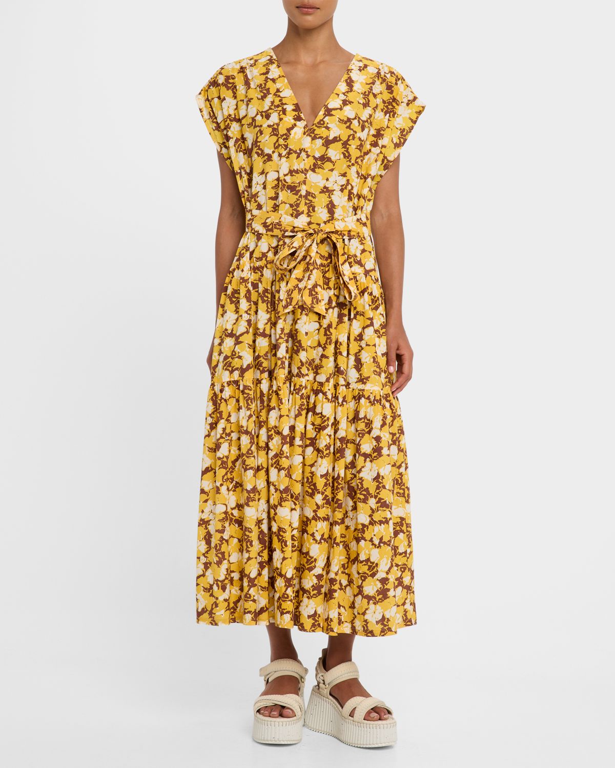 Apiece Apart Agathe Tiered Organic Cotton Maxi Dress