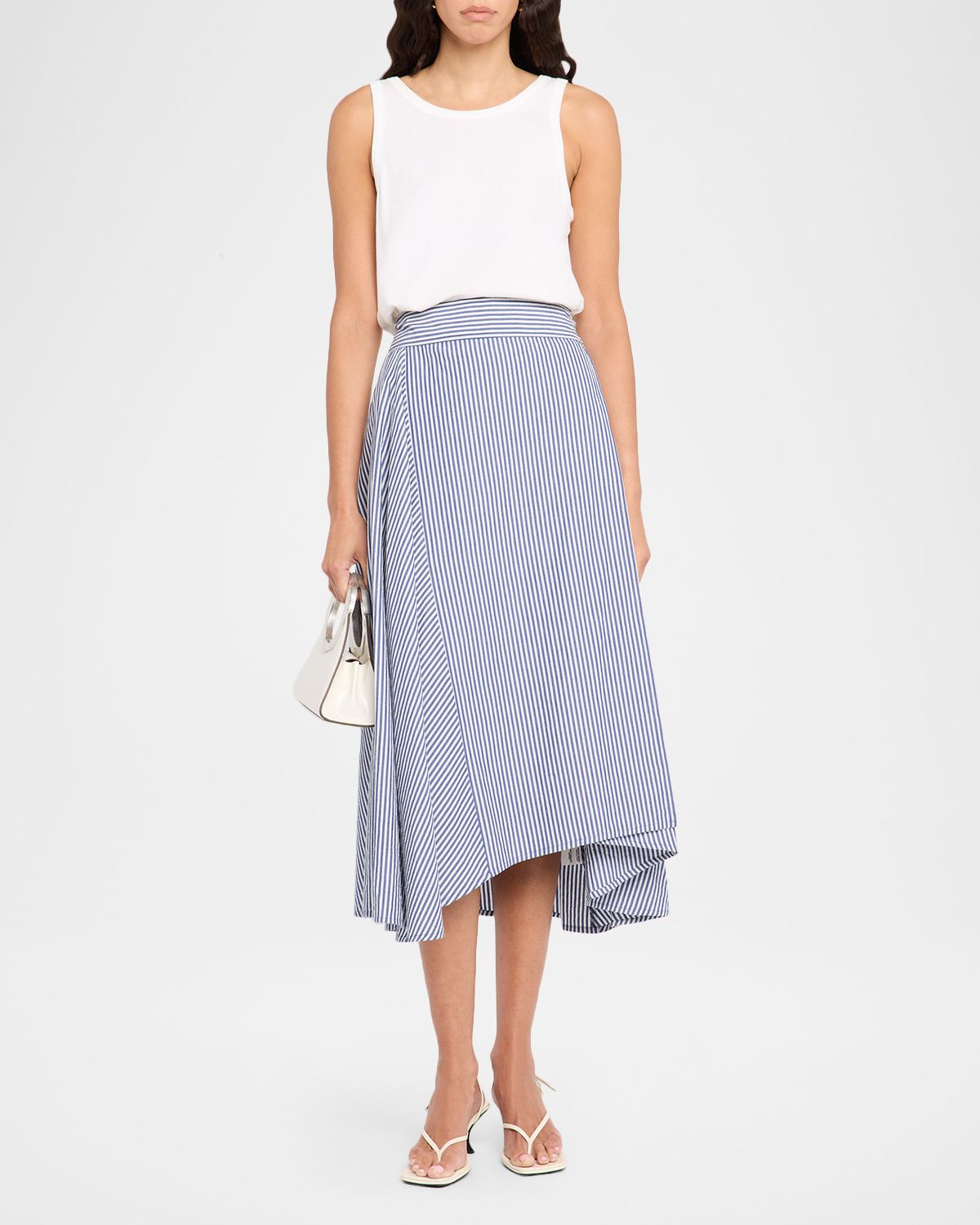 Apiece Apart Marsala Striped Organic Cotton Midi Skirt