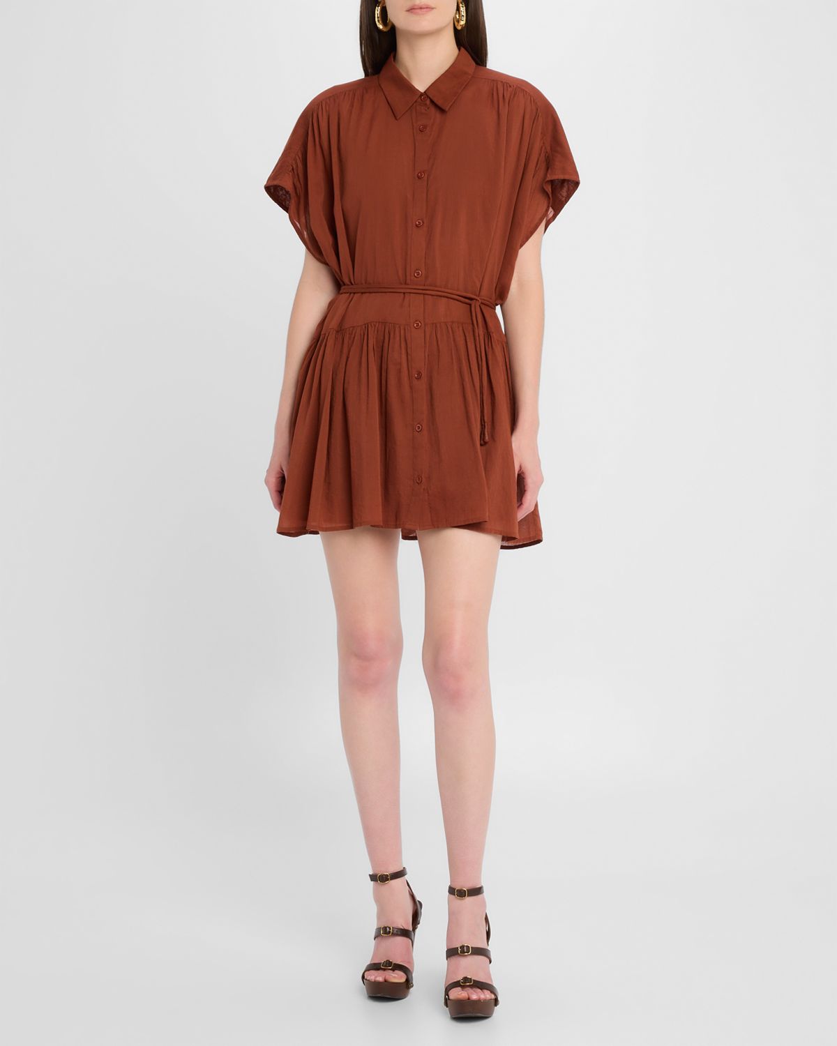 Apiece Apart Agnezca Organic Cotton Voile Mini Shirtdress