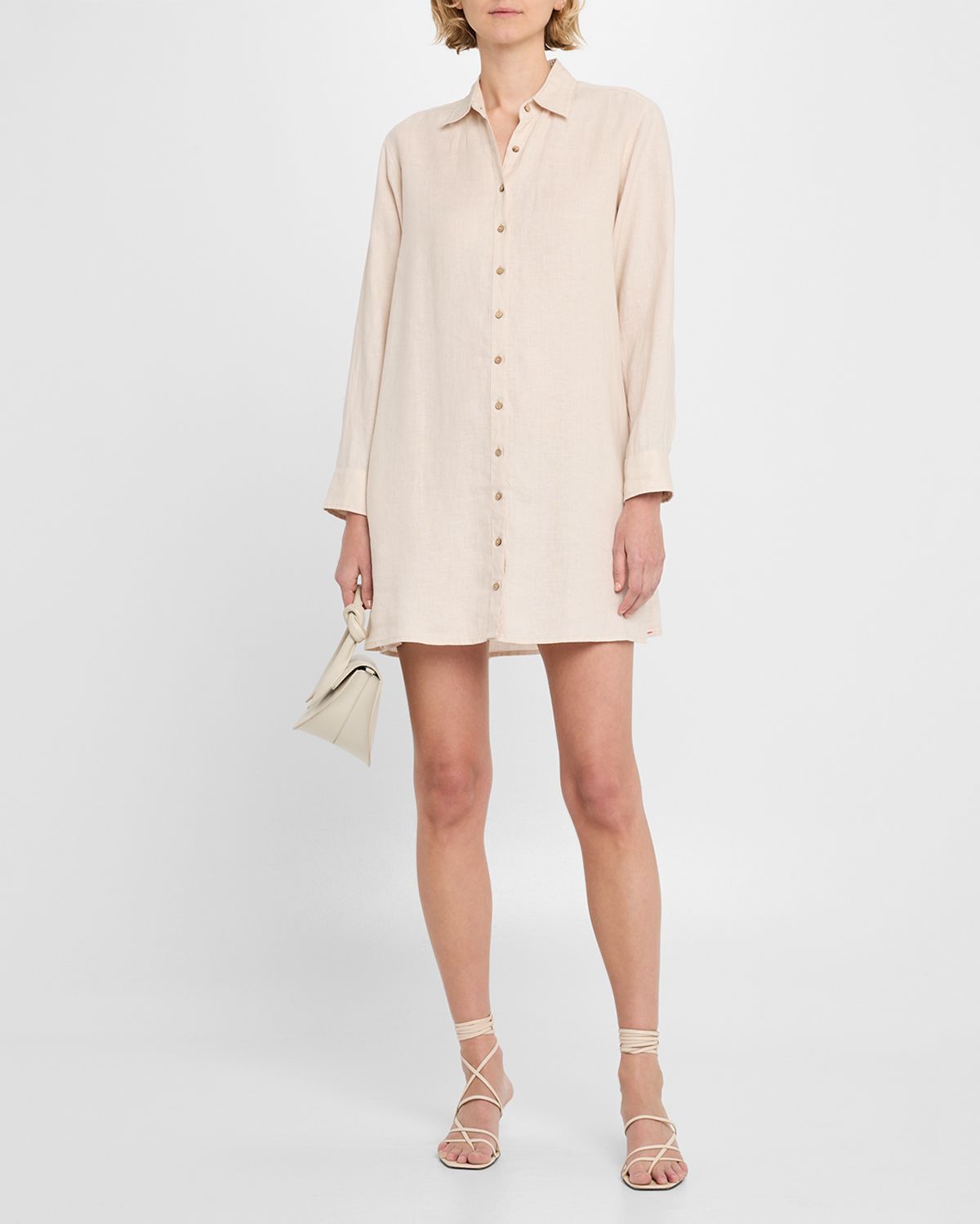 Xirena Bobby Solid Linen Shift Mini Shirtdress
