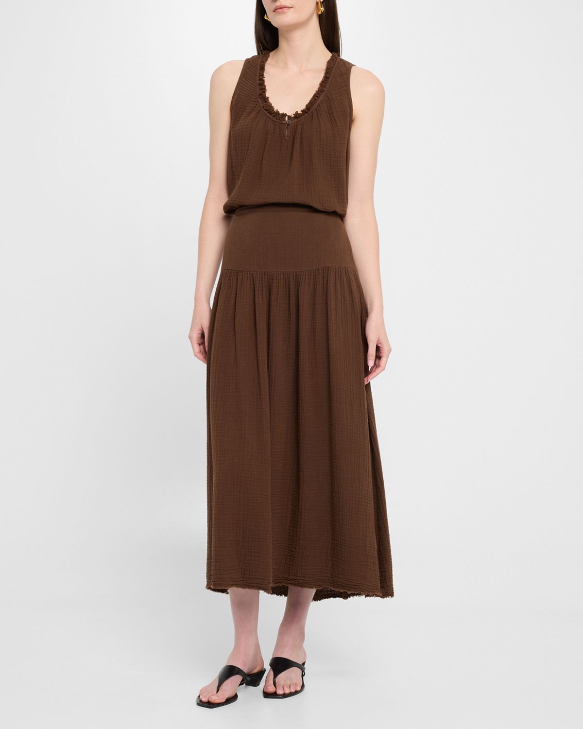 Xirena Rosie Ruffle-Trim Cotton Gauze Top