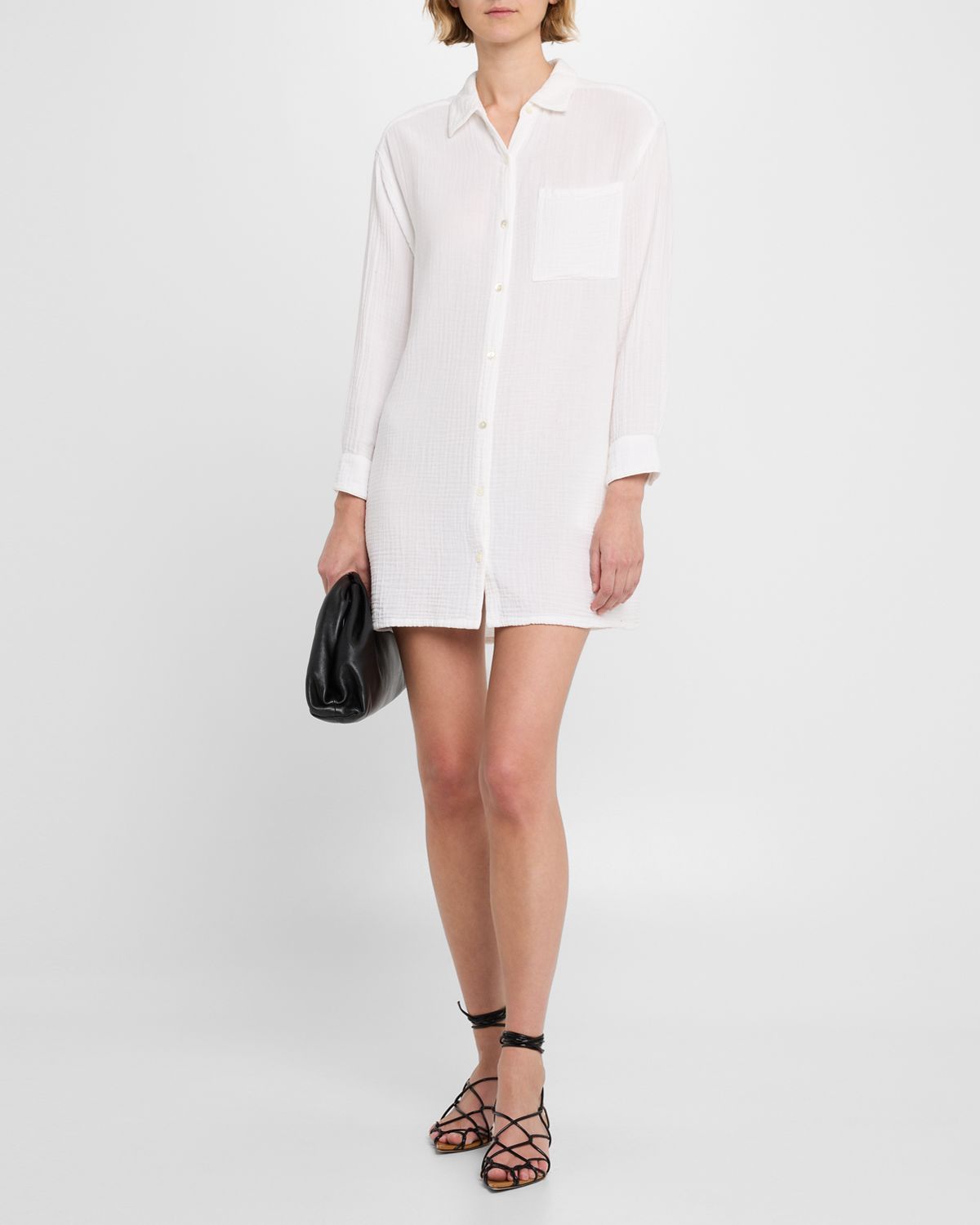 Xirena Tyson Cotton Gauze Shift Mini Shirtdress