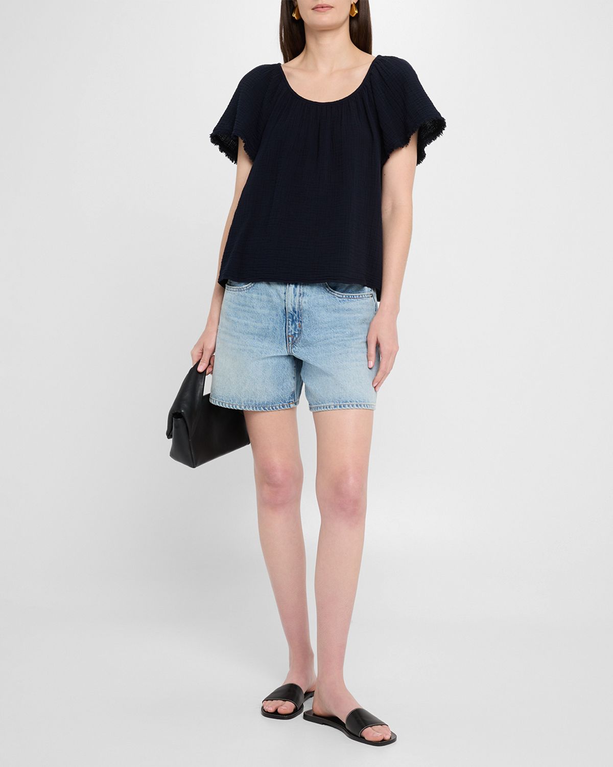 Xirena Macie Fringe-Trim Cotton Gauze Top