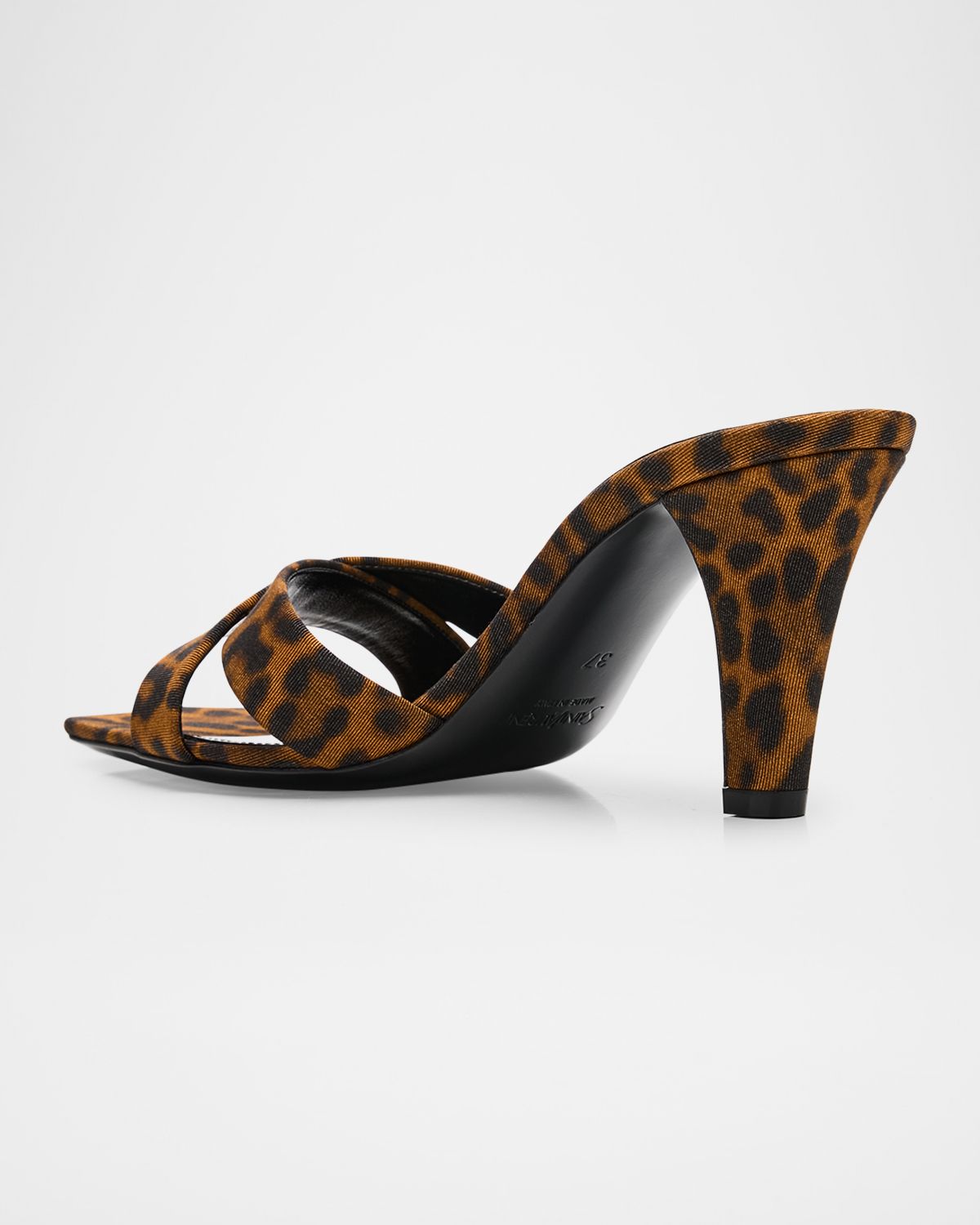 Saint Laurent Jill Leopard Crisscross Mule Sandals
