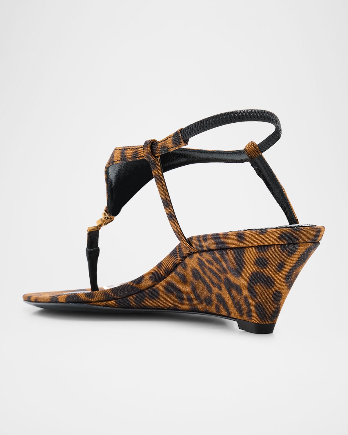Saint Laurent Cassandra Leopard YSL Wedge Sandals