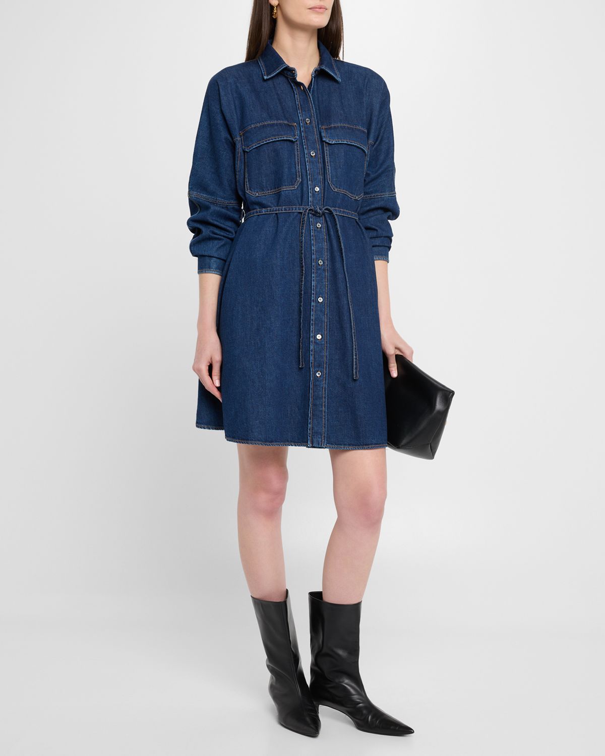 Weekend Max Mara Balenio Cotton Denim Mini Shirtdress