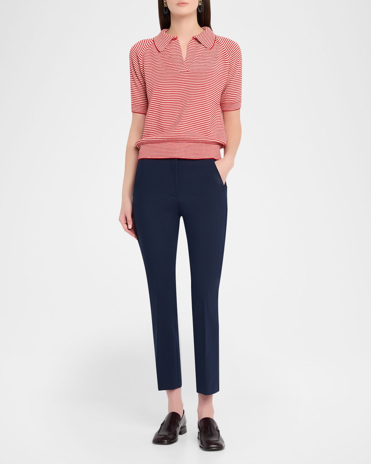 Weekend Max Mara Freda Cropped Stretch Canvas Slim Trousers