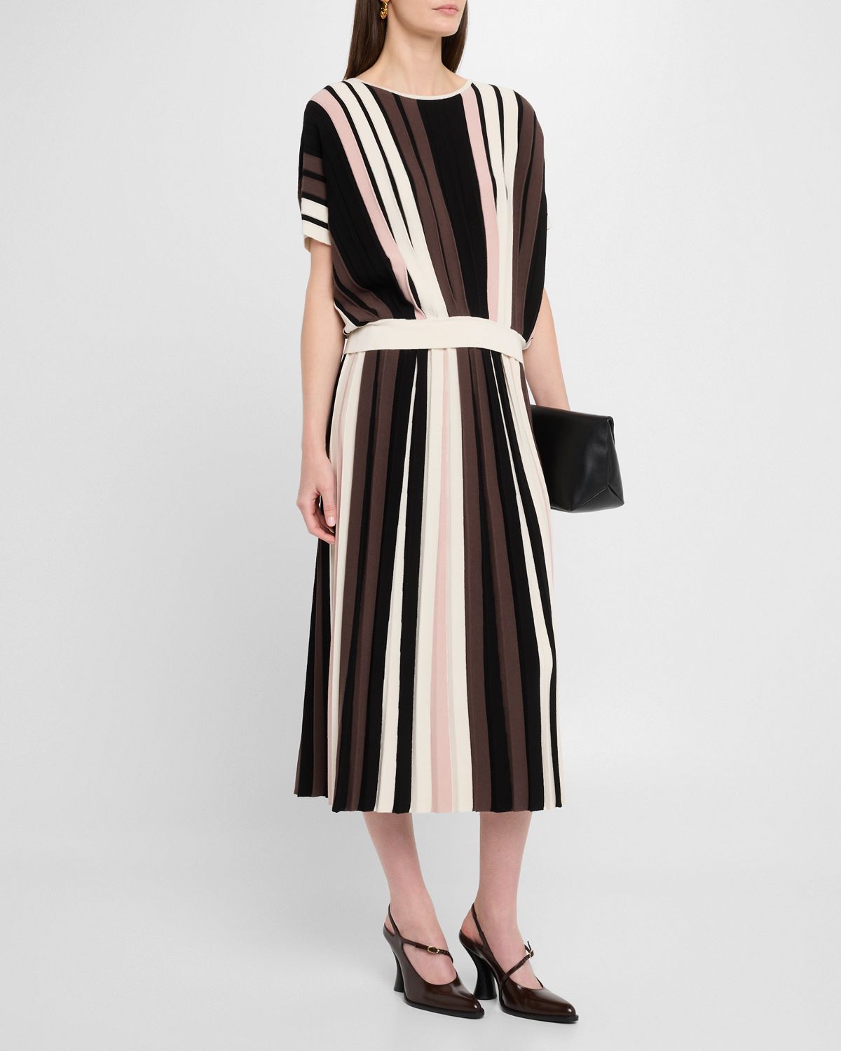 Weekend Max Mara Pleiadi Striped Pleated Knit Midi Skirt