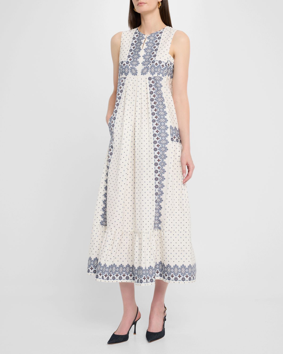 Weekend Max Mara Manila Floral-Print Cotton Poplin Midi Dress