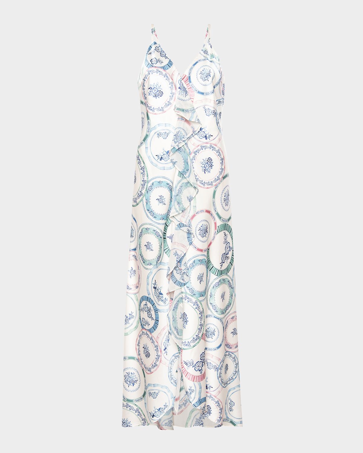 MISA Los Angeles Angela Ruffle-Trim Midi Dress