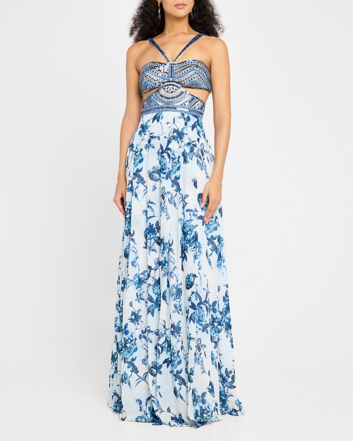 L 'Agence Painterly Floral Annistyn Embellished Gown
