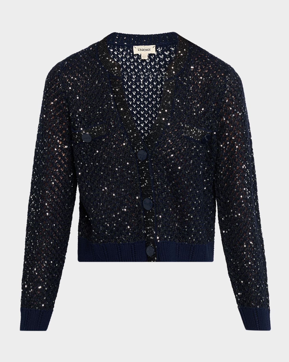 L 'Agence Blanca Sequined Knit Cardigan - Women's Clothing