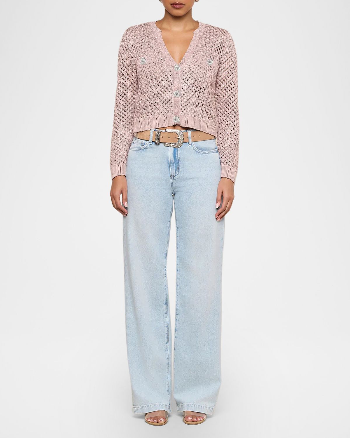 L 'Agence Blanca Sequined Knit Cardigan