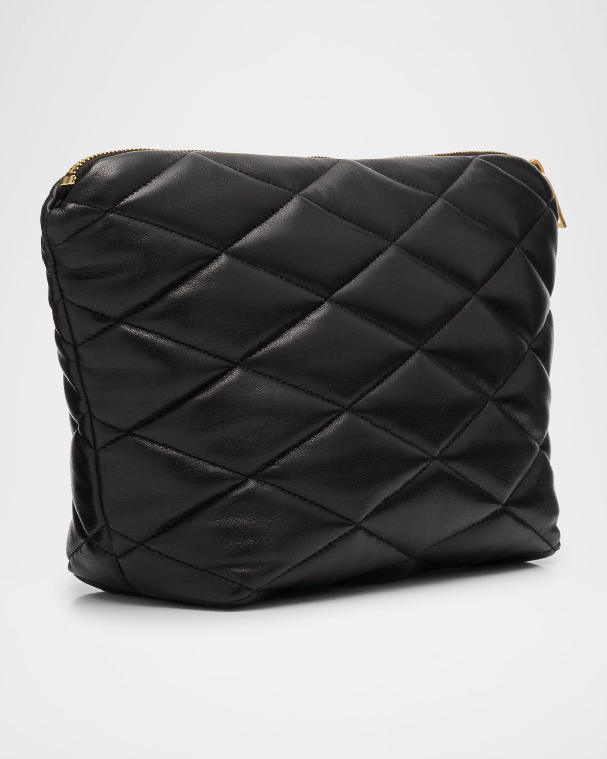 Saint Laurent Sade Large YSL Cosmetic Pouch Bag in Quilted Leather