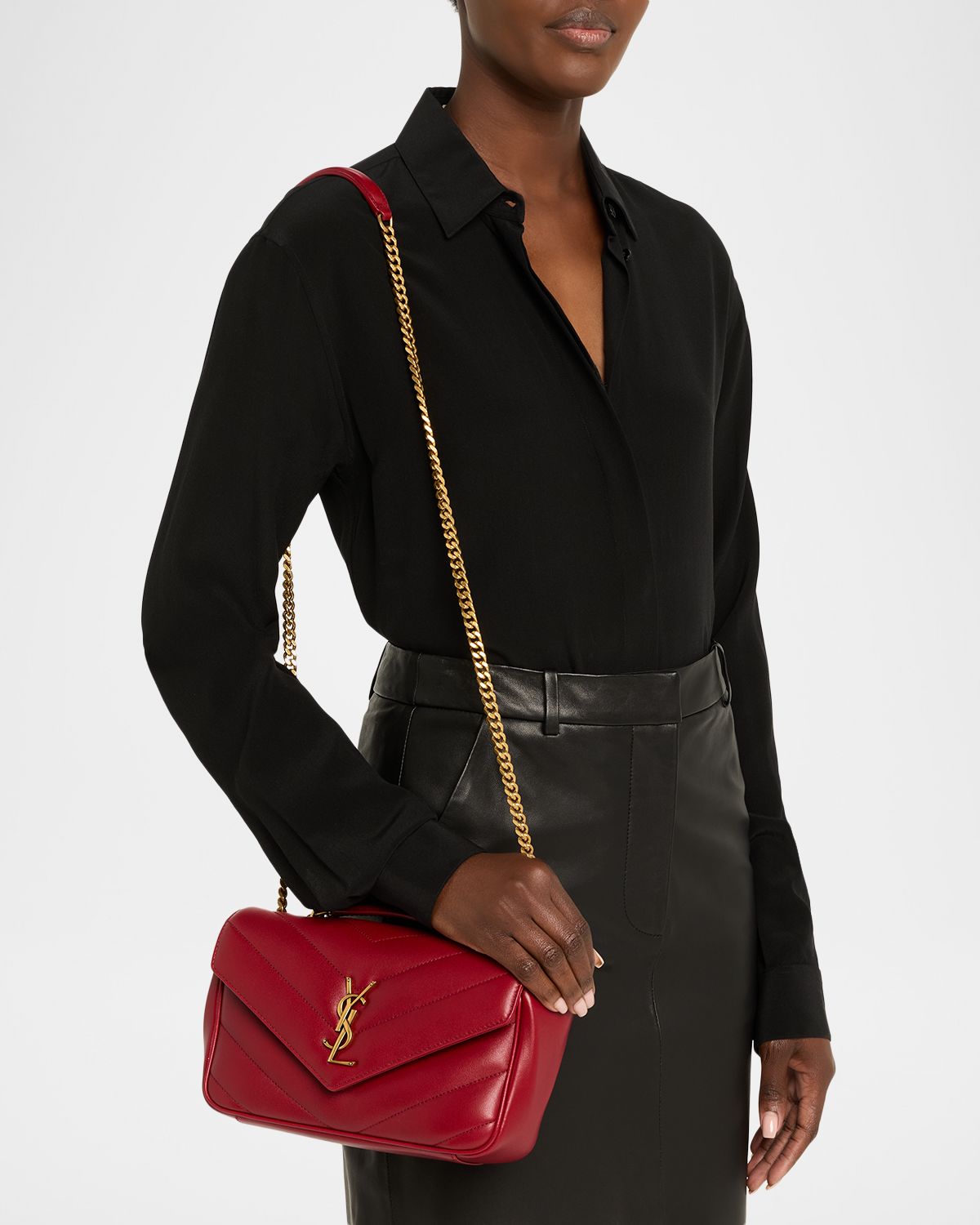 Saint Laurent Loulou Small YSL Shoulder Bag in Quilted Leather
