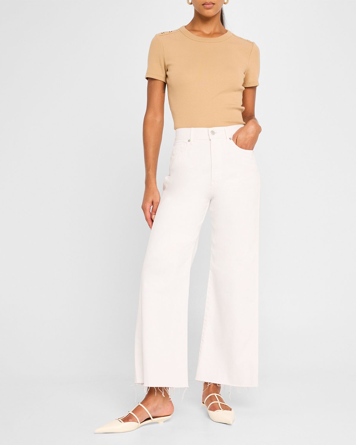 Veronica Beard Taylor Cropped High-Rise Wide Jeans