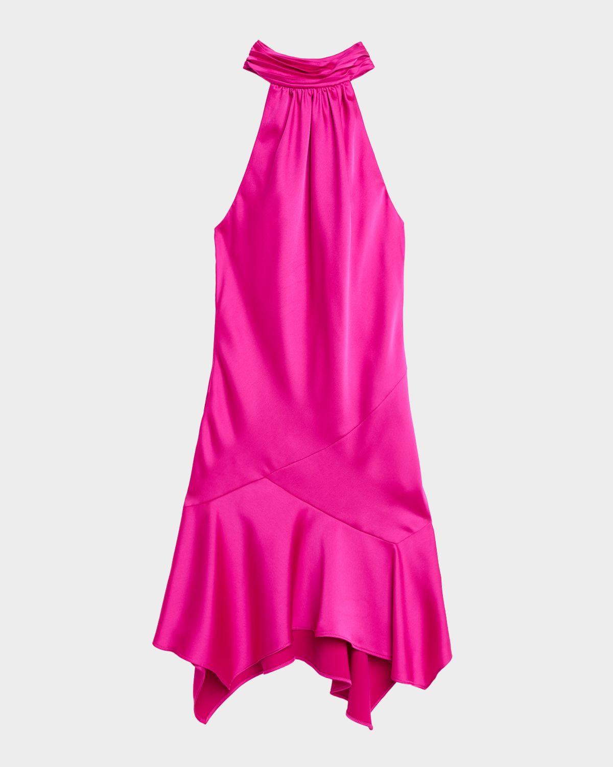 Ramy Brook Nari Asymmetric Flounce Halter Mini Dress
