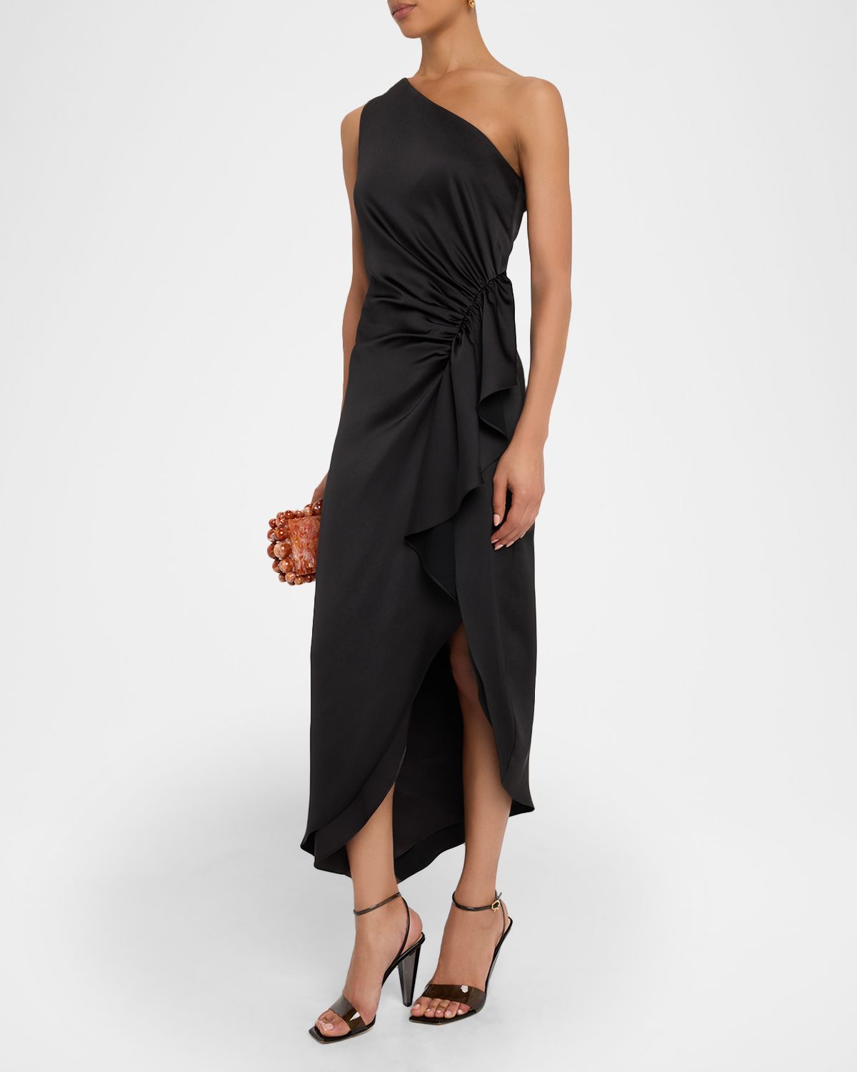 Ramy Brook Malika Draped One-Shoulder Midi Dress