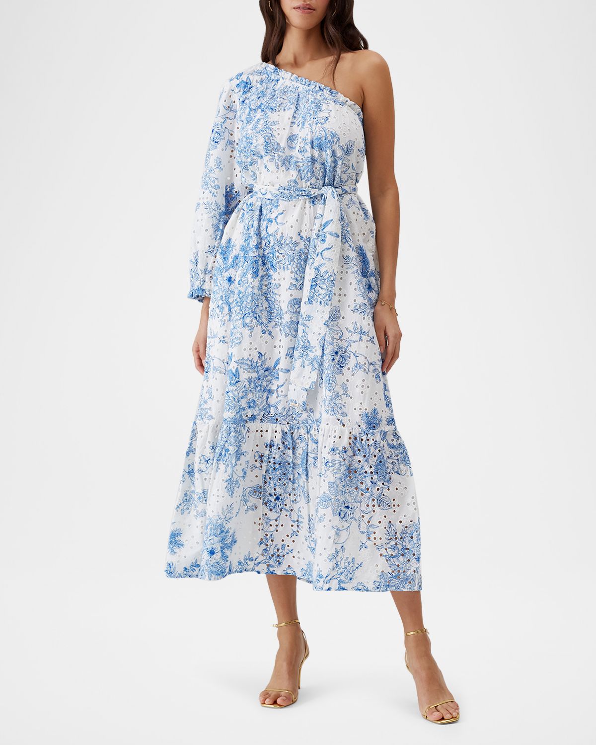 Melissa Odabash Autumn Asymmetric Eyelet Maxi Dress