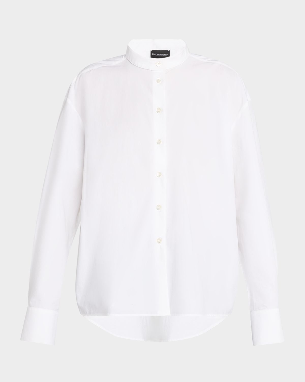 Emporio Armani Band-Collar Cotton Poplin Shirt